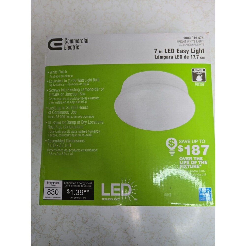 Commercial Electric 7 in. Easy Light LED Screw In Ceiling Fixture 1000 016 474